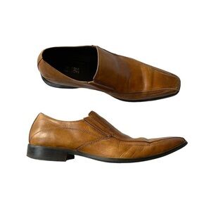 Kenneth Cole Reaction Slip On leather Shoes size 7.5 tan brown
